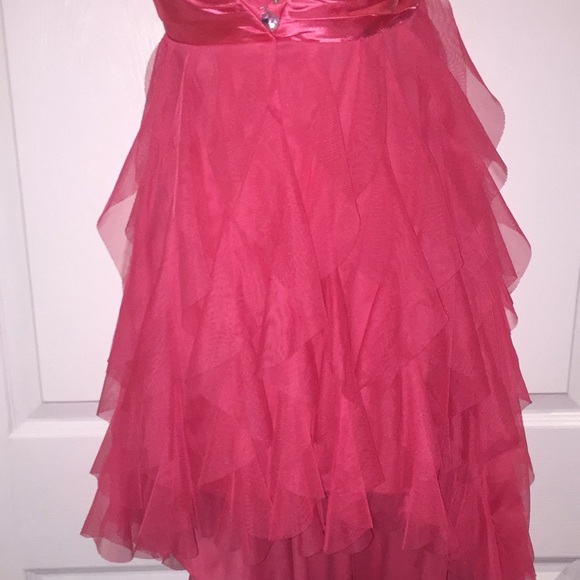 Deb Ladies Strapless High Low Ruffled Formal Prom Dress Pink Size 11/12 - Picture 3 of 15